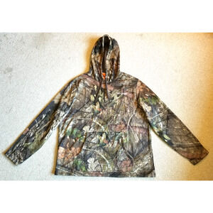 Mens Sweatshirt-FIELD & STREAM-green/brown camouflage cotton pullover hoodie-XL